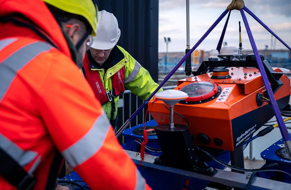 Unmanned Surface Vessel installation. HydroSurv Unmanned Survey (UK) Ltd.